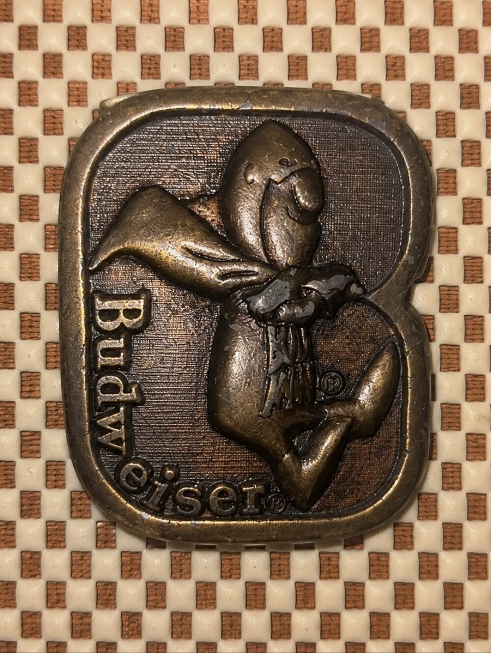 Brass Budweiser Belt Buckle With Budman
